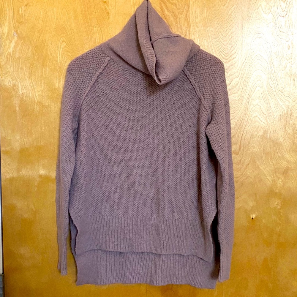 Cowl Neck Mauve High-low Sweater.